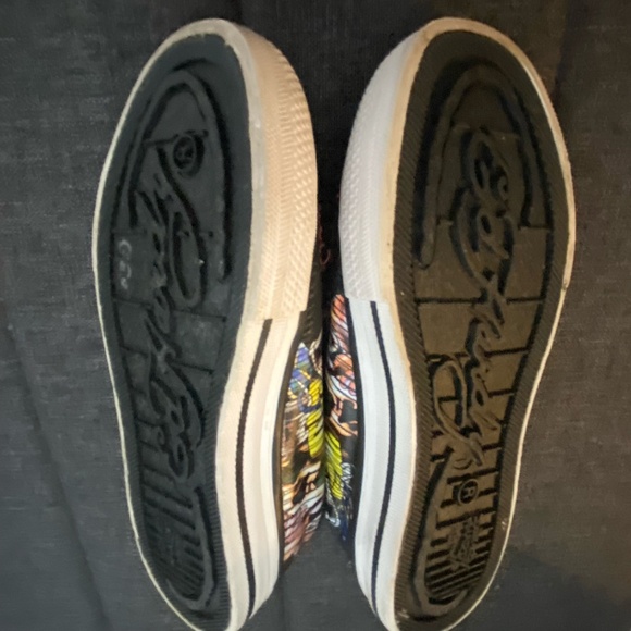 Don Ed Hardy Design Boys Size 1 Canvas Laceless Art to Wear Unique Shoes.Sz-1 - Picture 11 of 16